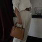 No. 222 Tote Bag in Camel with Bamboo Handles - Handcrafted Italian Leather