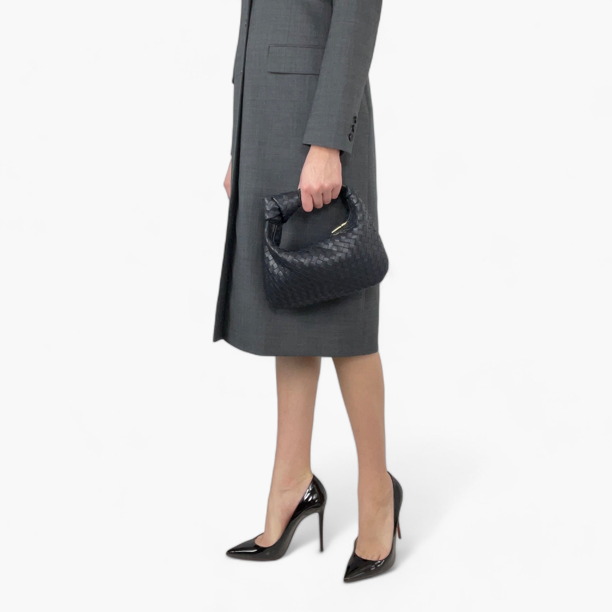 No. 230 Night Blue Woven Mini Tote - Italian Leather | Noirblanc