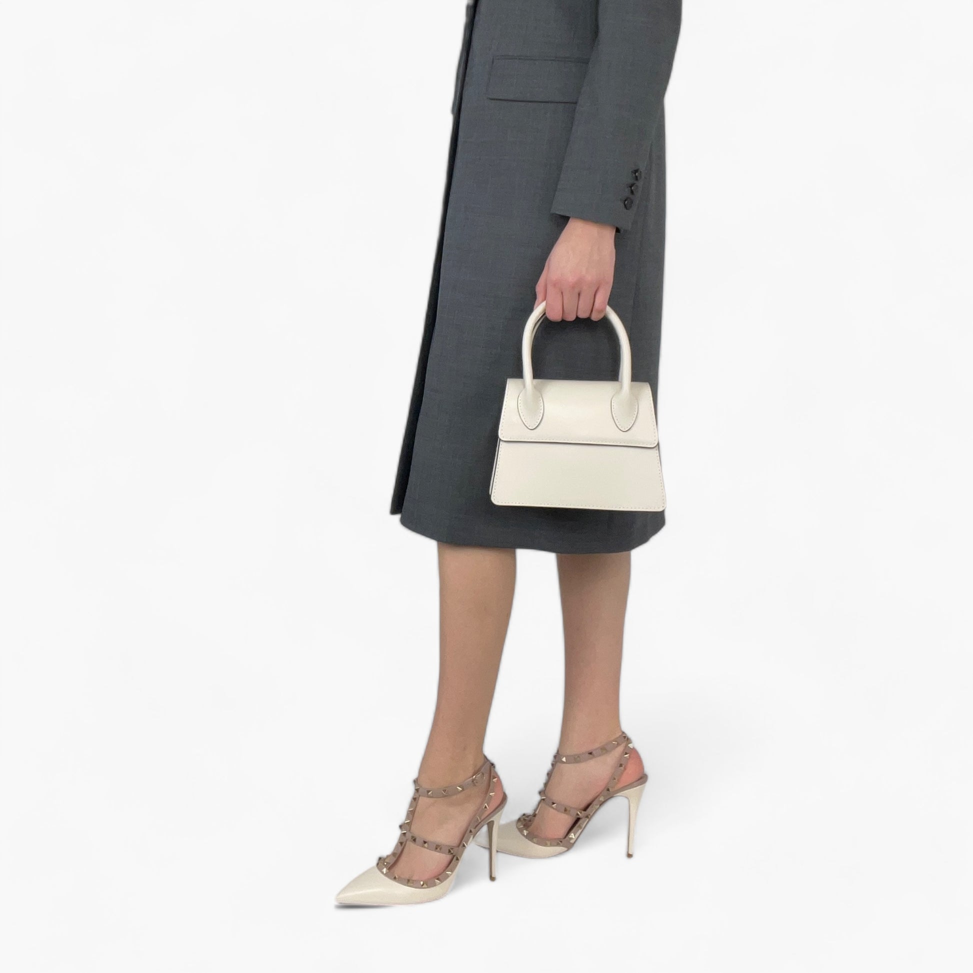 No. 2 Limestone Mini Tote - Italian Leather | Noirblanc Luxury Handbags