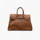 No. 278 Large Tote Bag in Camel Leather with Twist Lock and Gold Hardware - Noirblanc