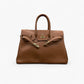 No. 278 Large Tote Bag in Camel Leather with Twist Lock and Gold Hardware - Noirblanc