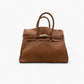 No. 278 Large Tote Bag in Camel Leather with Twist Lock and Gold Hardware - Noirblanc