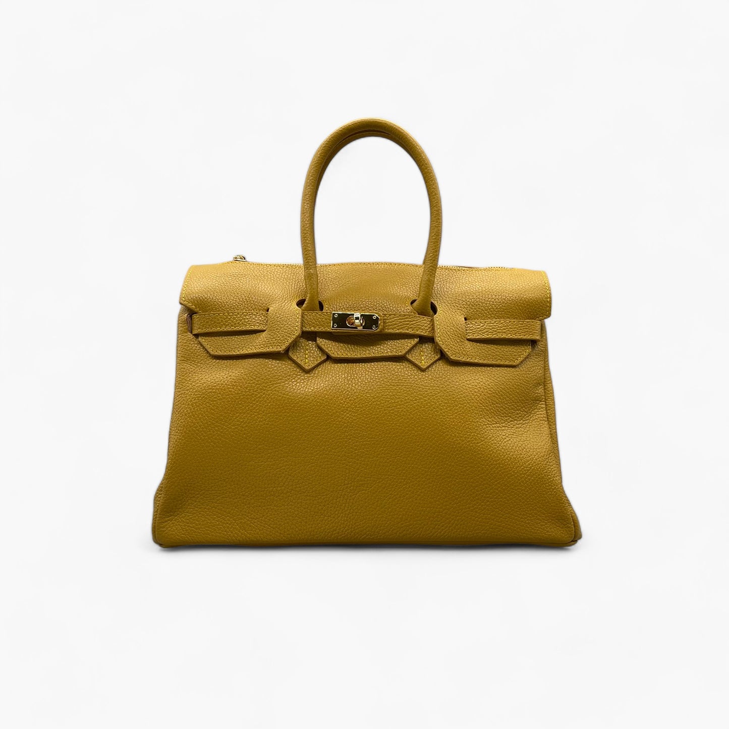 No. 278 Large Tote Bag in Mustard Leather with Twist Lock and Gold Hardware - Noirblanc