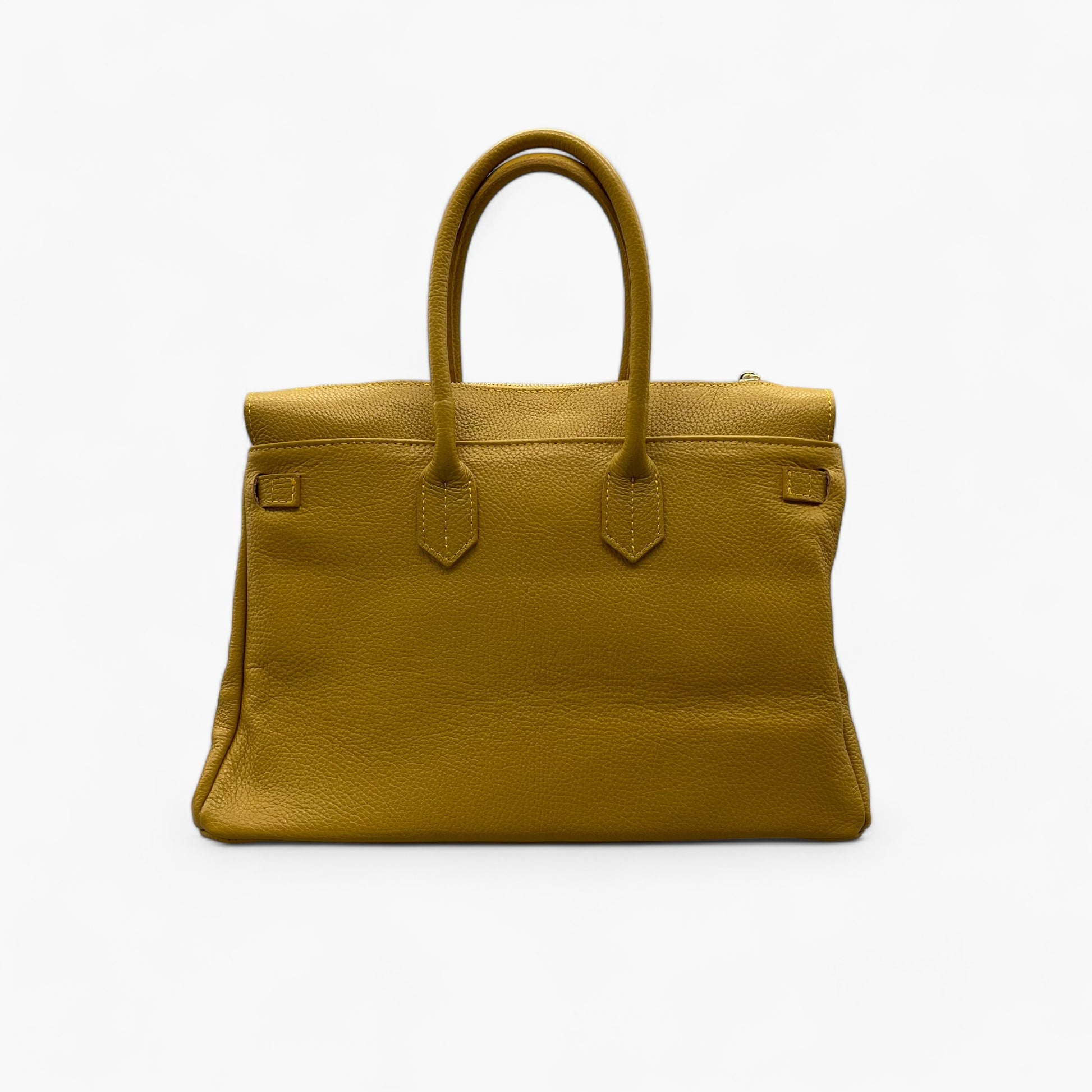 No. 278 Large Tote Bag in Mustard Leather with Twist Lock and Gold Hardware - Noirblanc