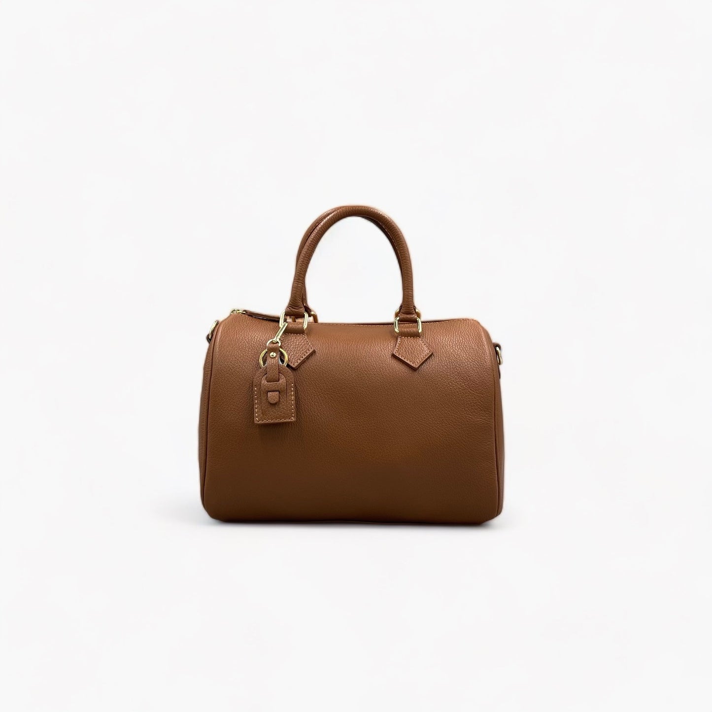 Noirblanc No. 260 Large Bowling Bag in Camel - Italian Leather & Gold Accents