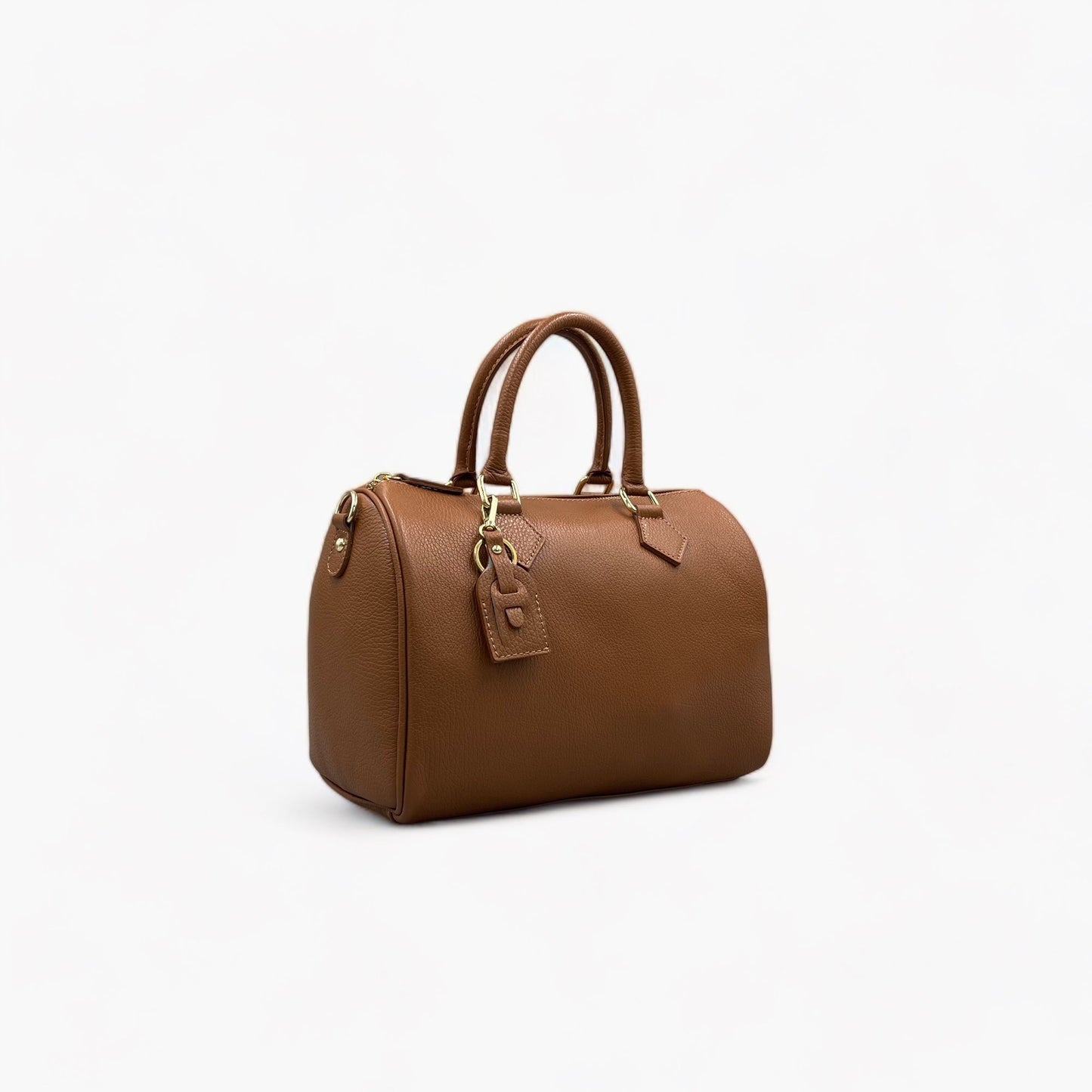 Noirblanc No. 260 Large Bowling Bag in Camel - Italian Leather & Gold Accents