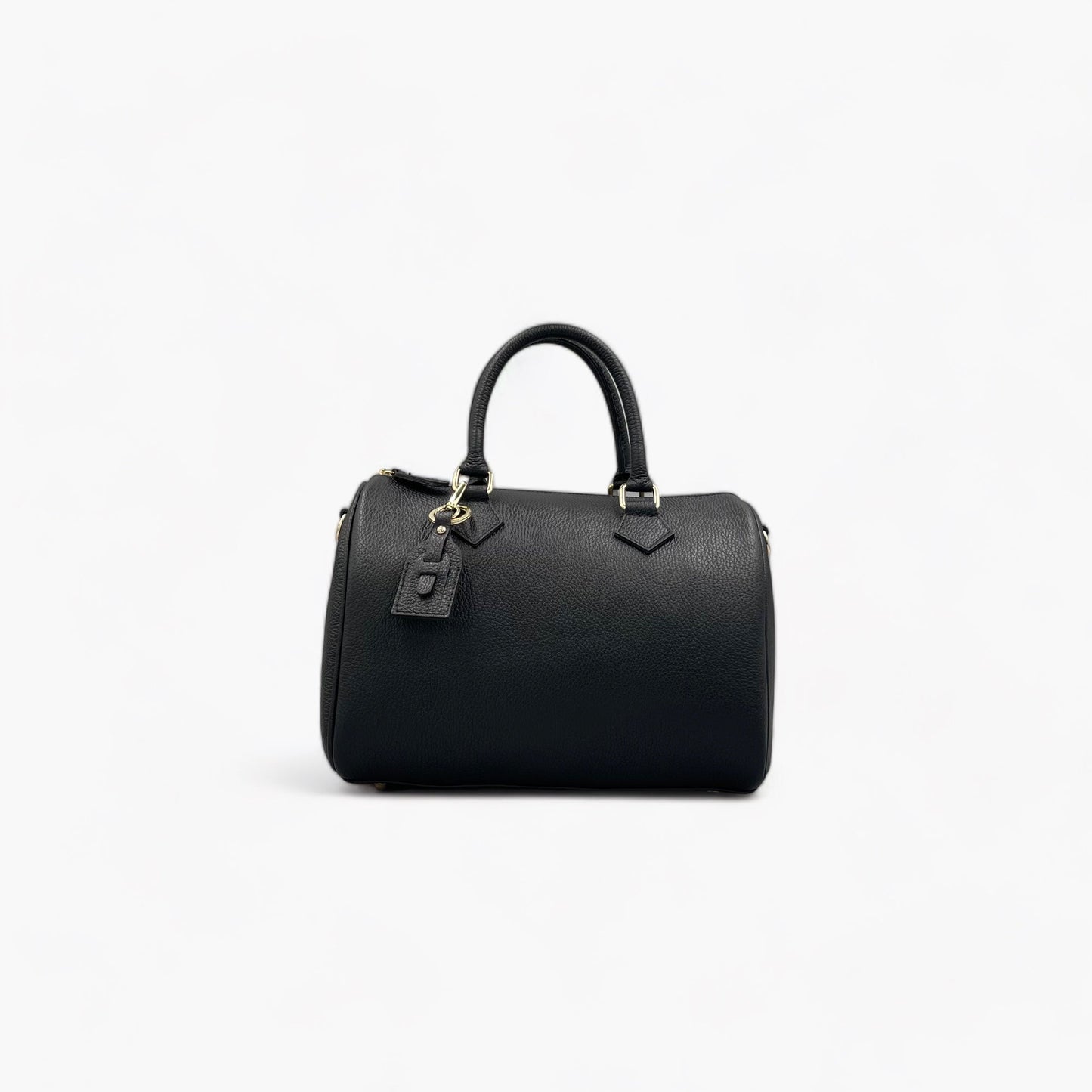 Noirblanc No. 260 Large Black Bowling Bag - Italian Leather & Gold Accents