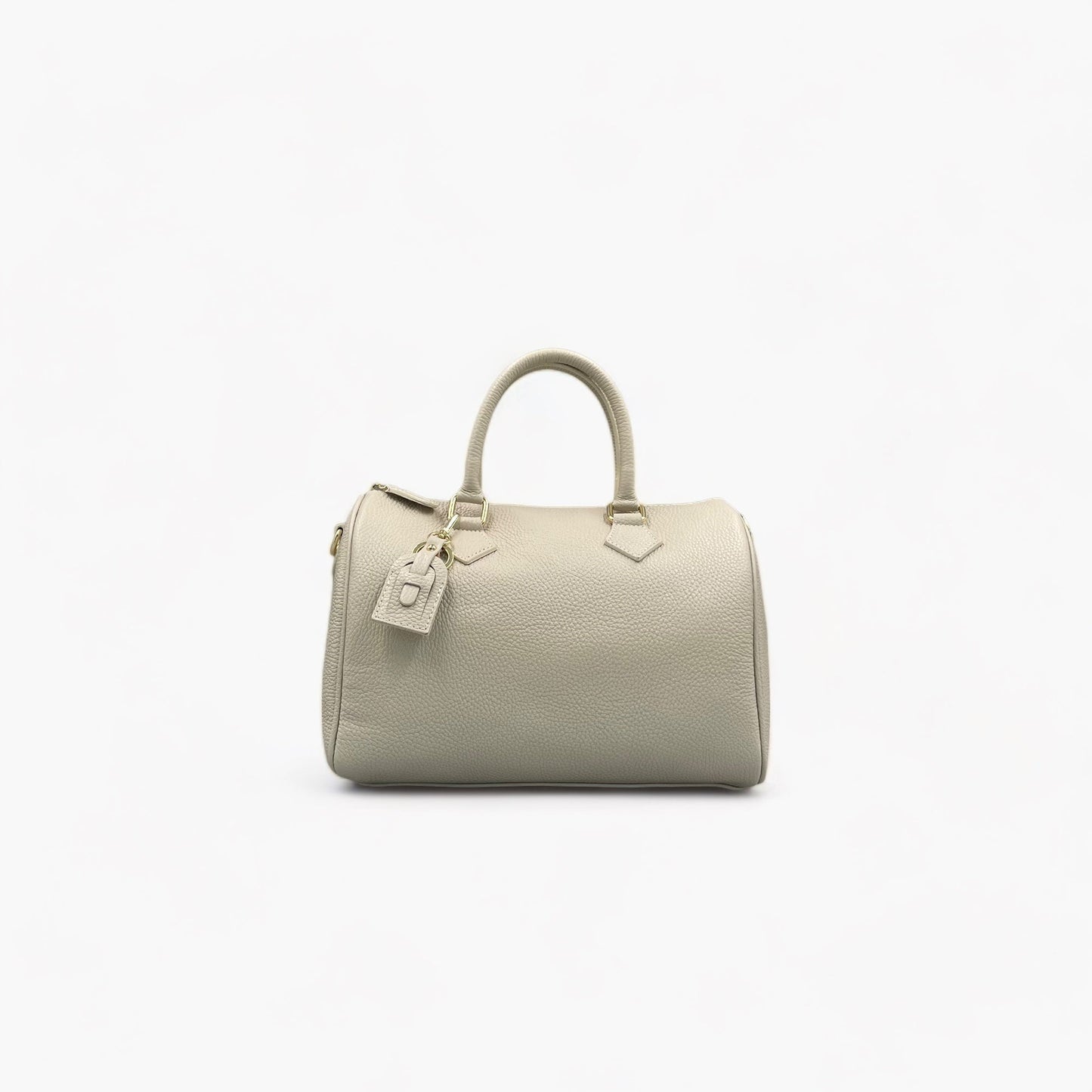 Noirblanc No. 260 Large Bowling Bag in Limestone - Italian Leather & Gold Accents