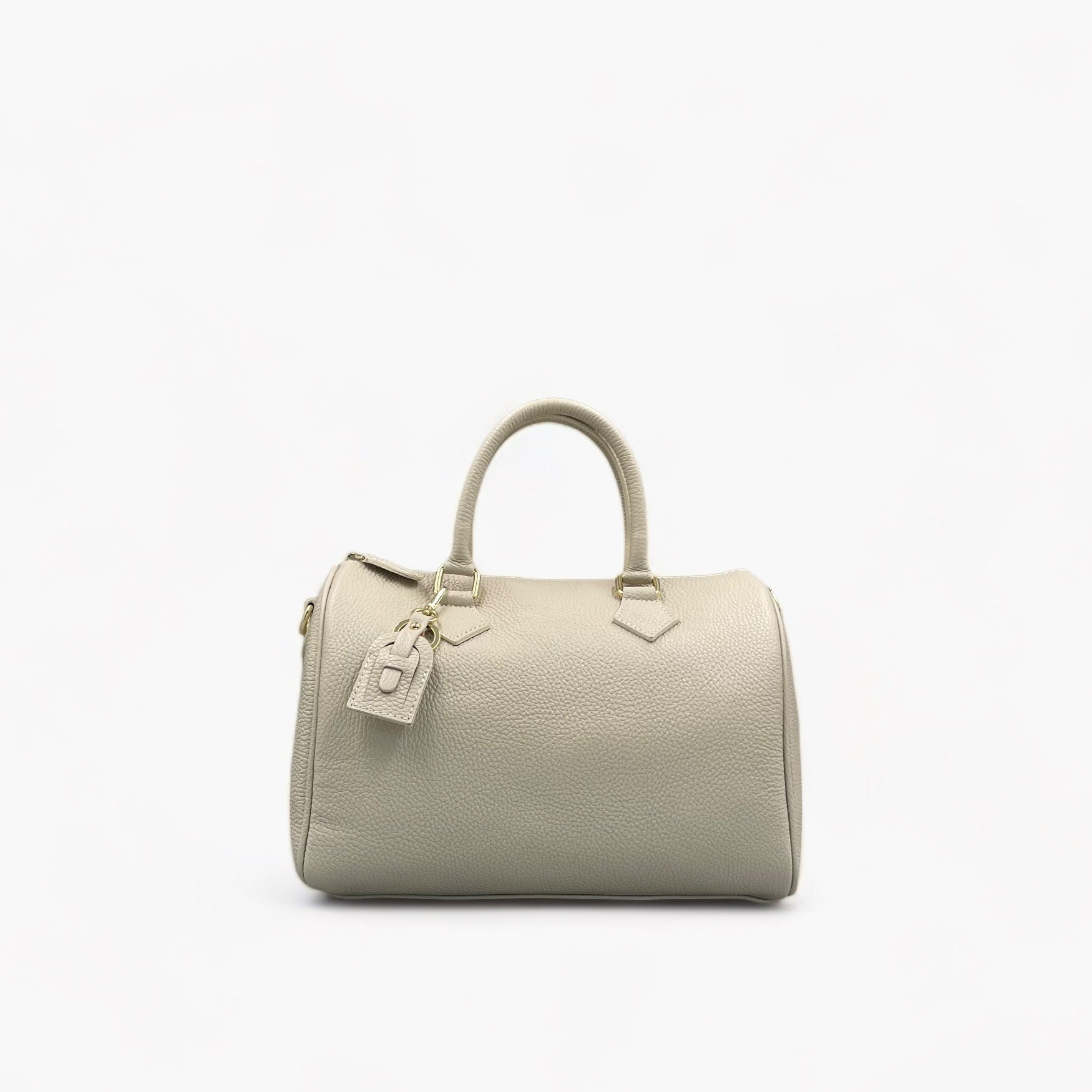 Noirblanc No. 260 Large Bowling Bag in Limestone - Italian Leather & Gold Accents