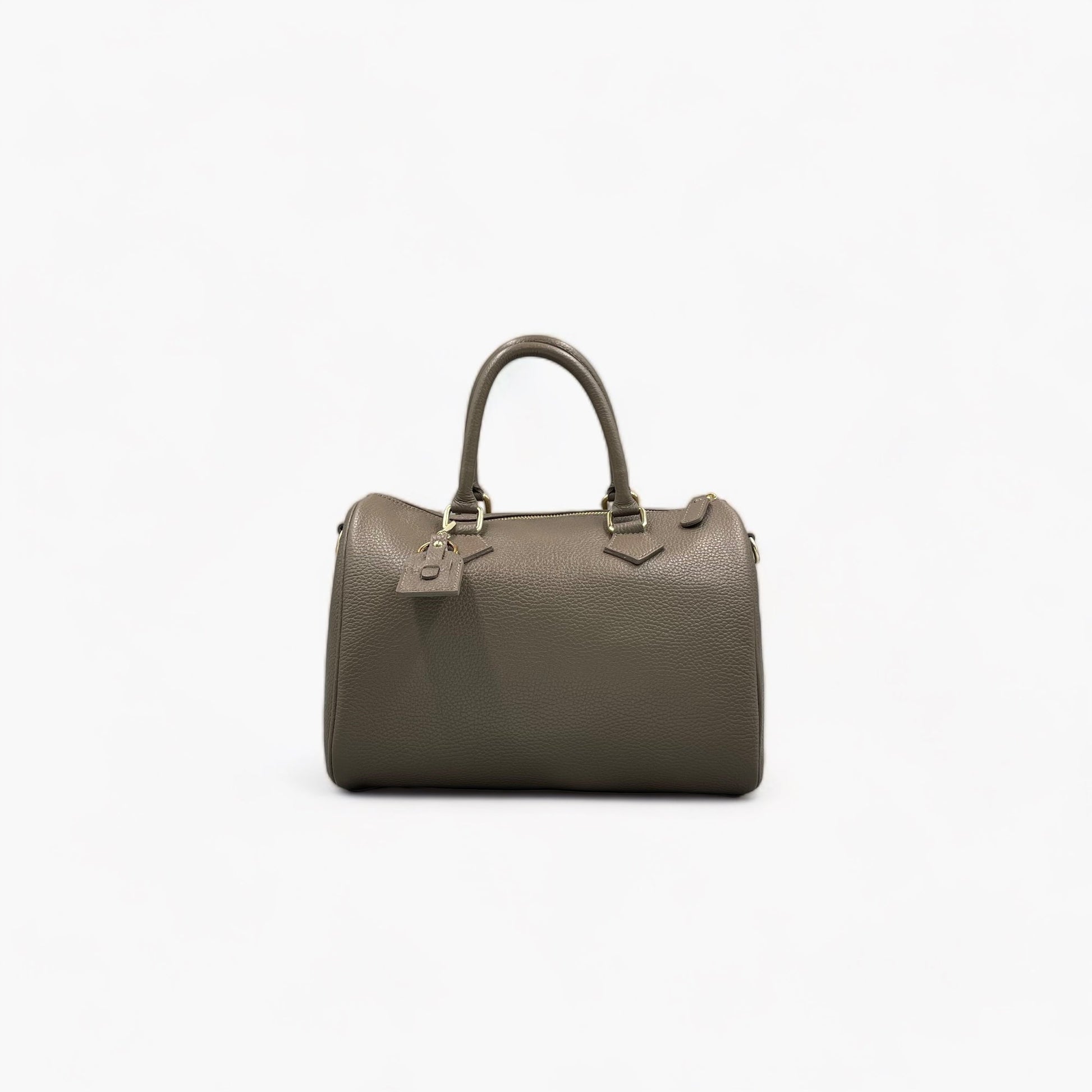 Noirblanc No. 260 Large Taupe Bowling Bag - Italian Leather & Gold Accents