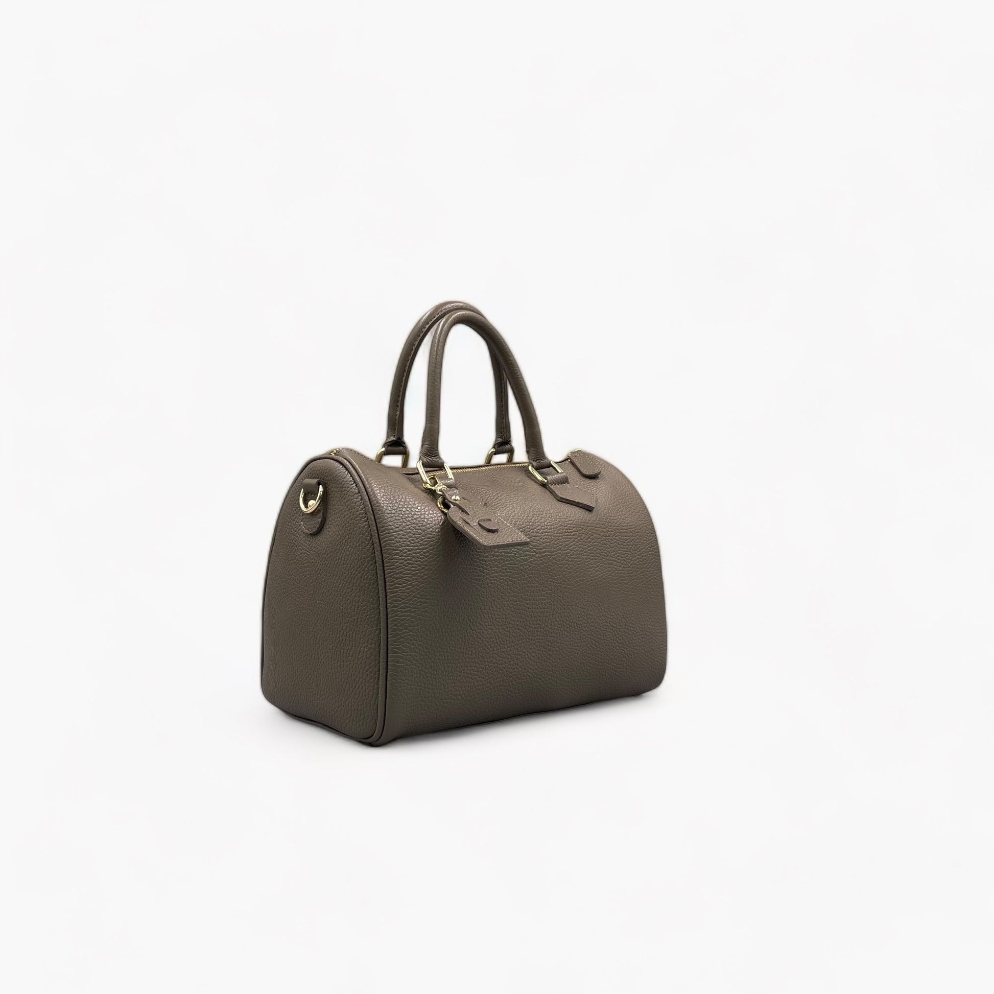 Noirblanc No. 260 Large Taupe Bowling Bag - Italian Leather & Gold Accents