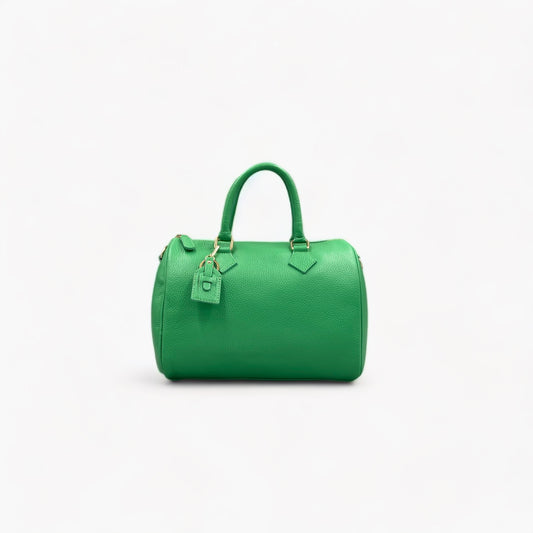 Noirblanc No. 260 Large Green Bowling Bag - Italian Leather & Gold Accents