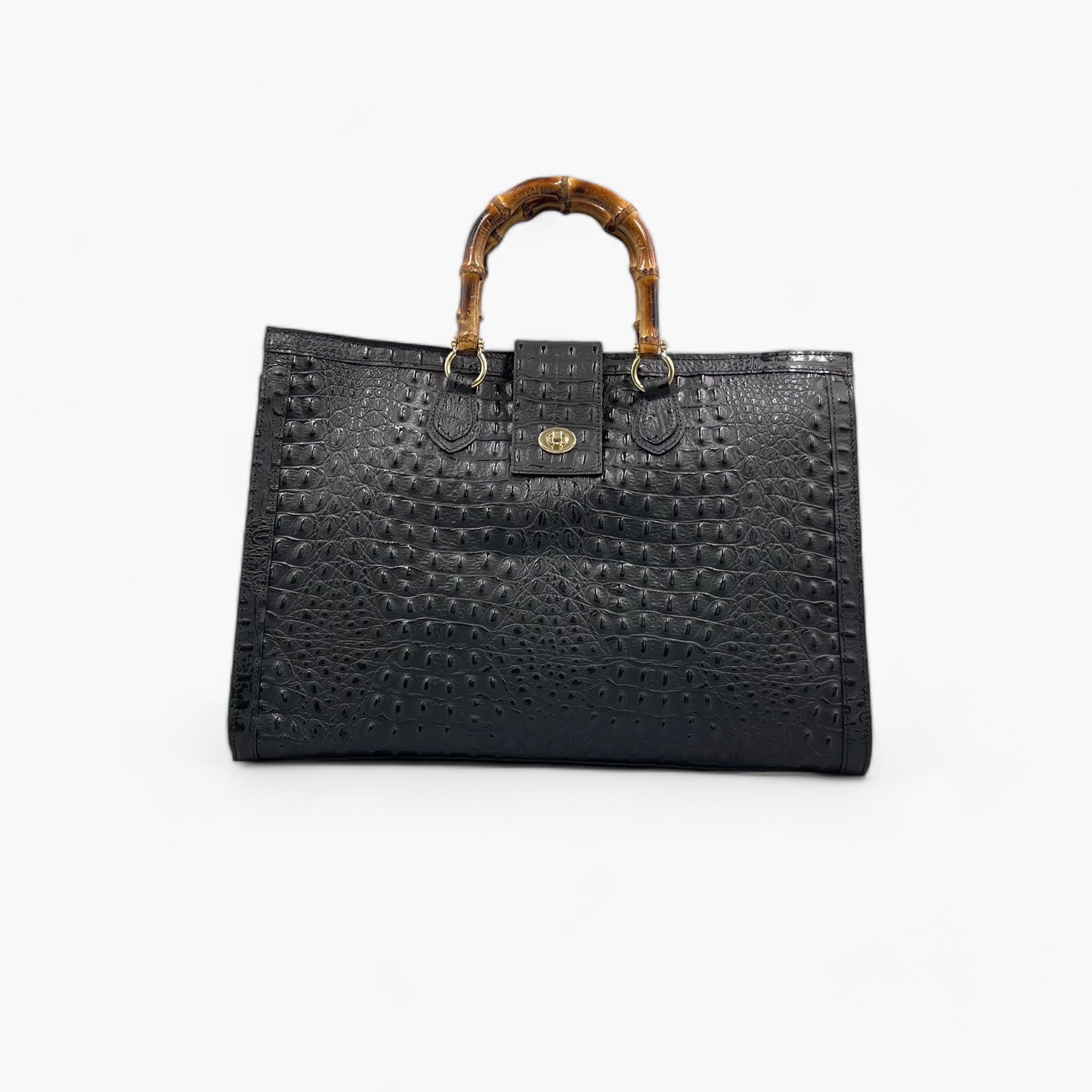 No. 200 Black Exotic Tote Bag - Italian Leather | Noirblanc Luxury Bags