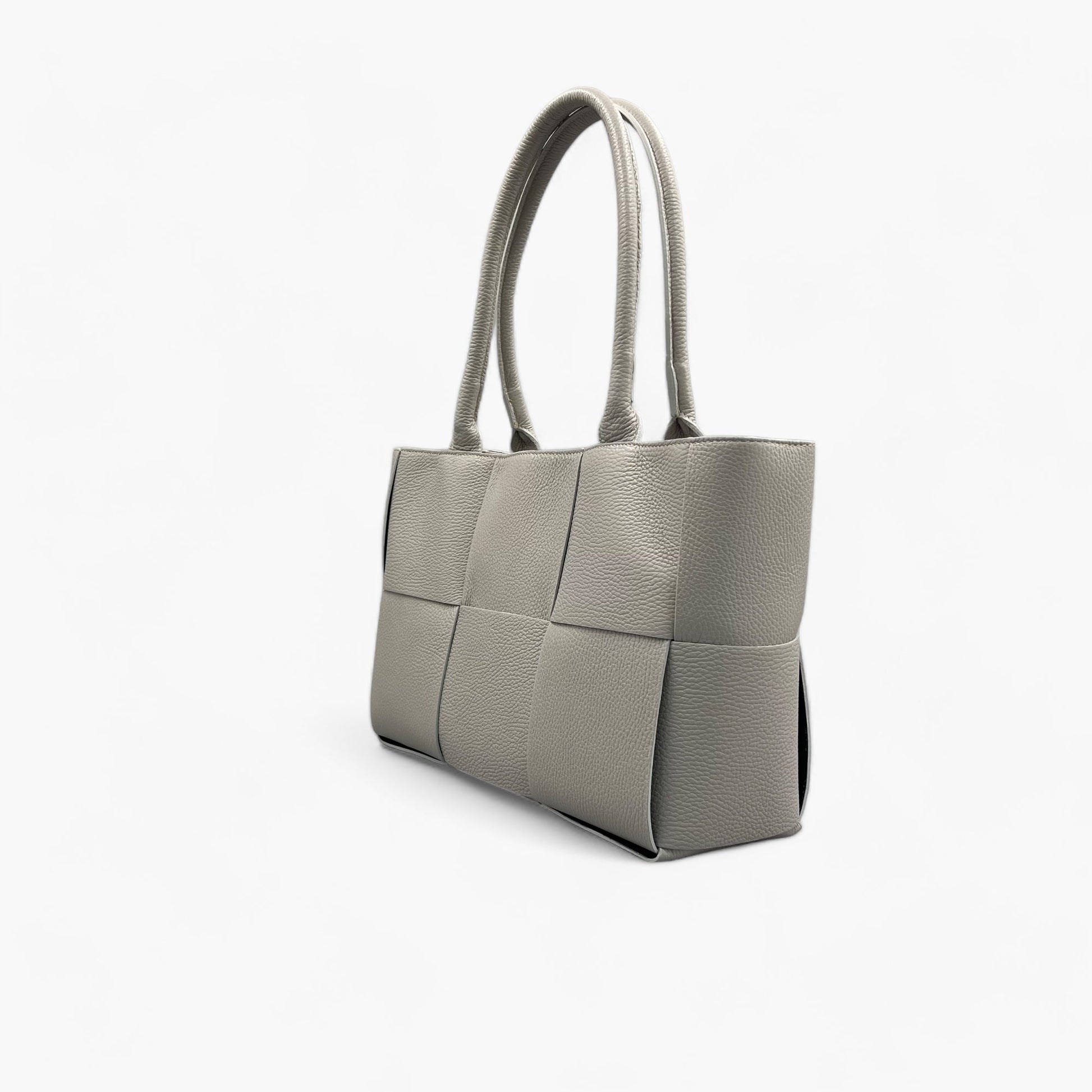 Noirblanc No. 233 Grey Woven Tote Bag | Italian Leather Tote