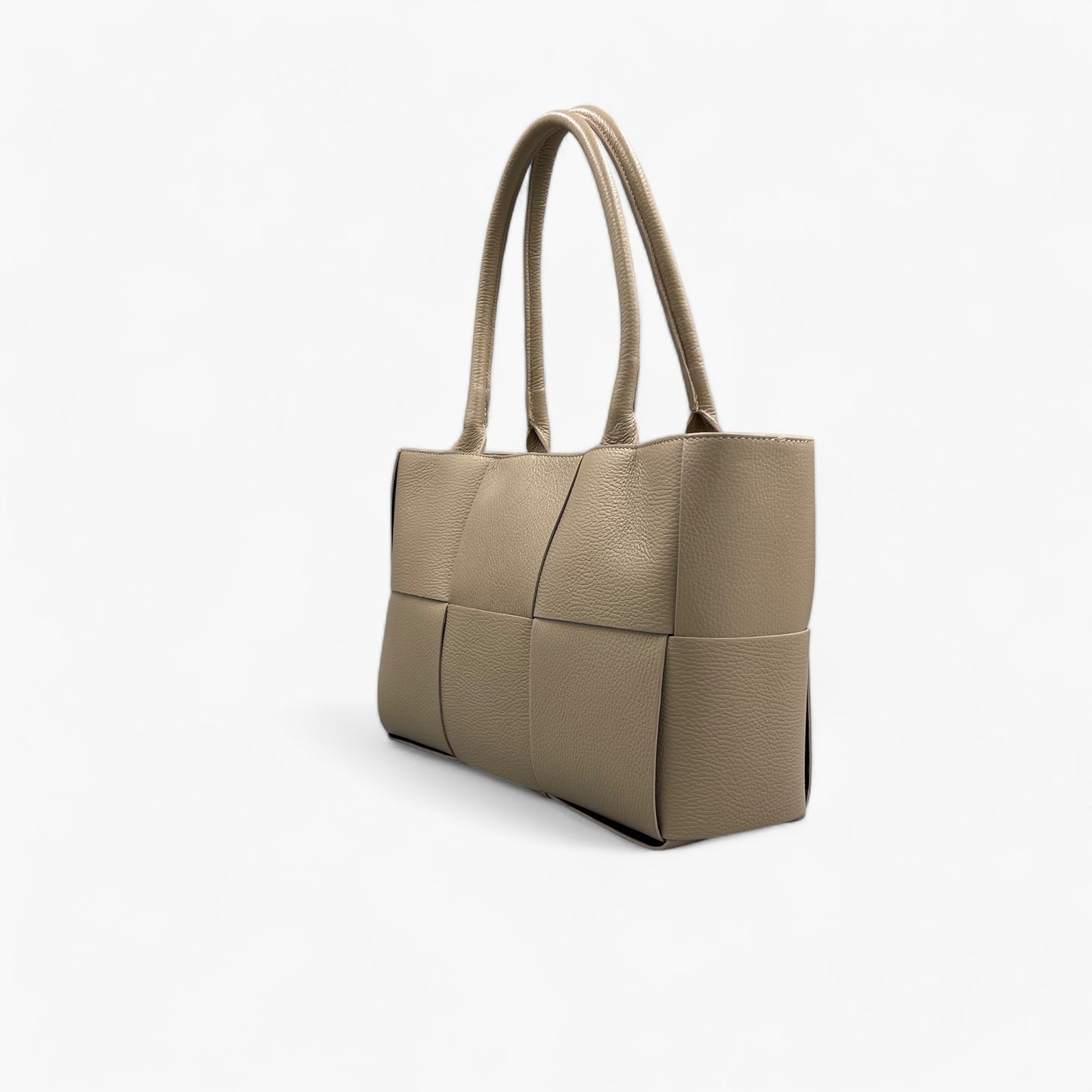 Noirblanc No. 233 Sand Woven Tote Bag | Italian Leather Tote