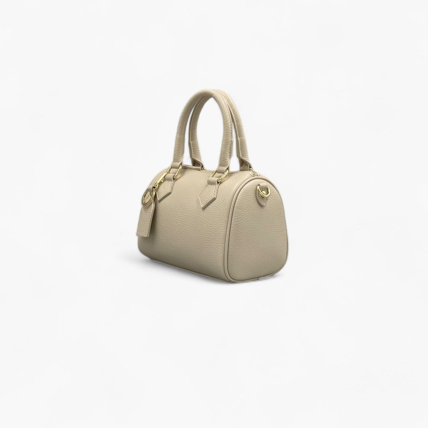 No. 231 Limestone Mini Bowling Bag - Italian Leather | Noirblanc