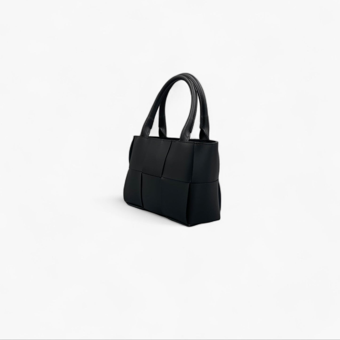 No. 20 Mini Black Woven Tote Bag - Italian Leather | Noirblanc Bags