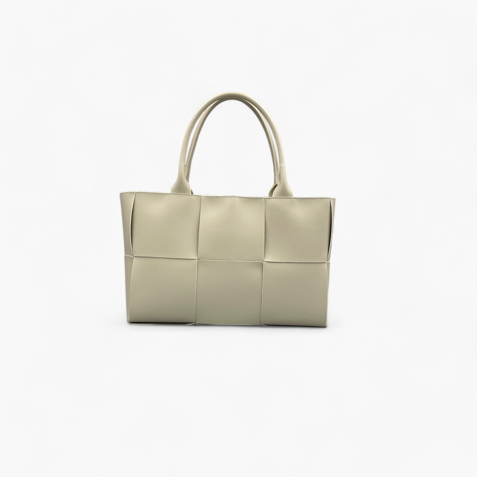 No. 1 Large Limestone Woven Tote Bag - Italian Leather | Noirblanc