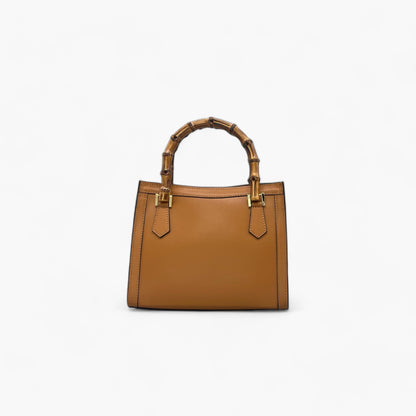 No. 222 Tote Bag in Camel with Bamboo Handles - Handcrafted Italian Leather