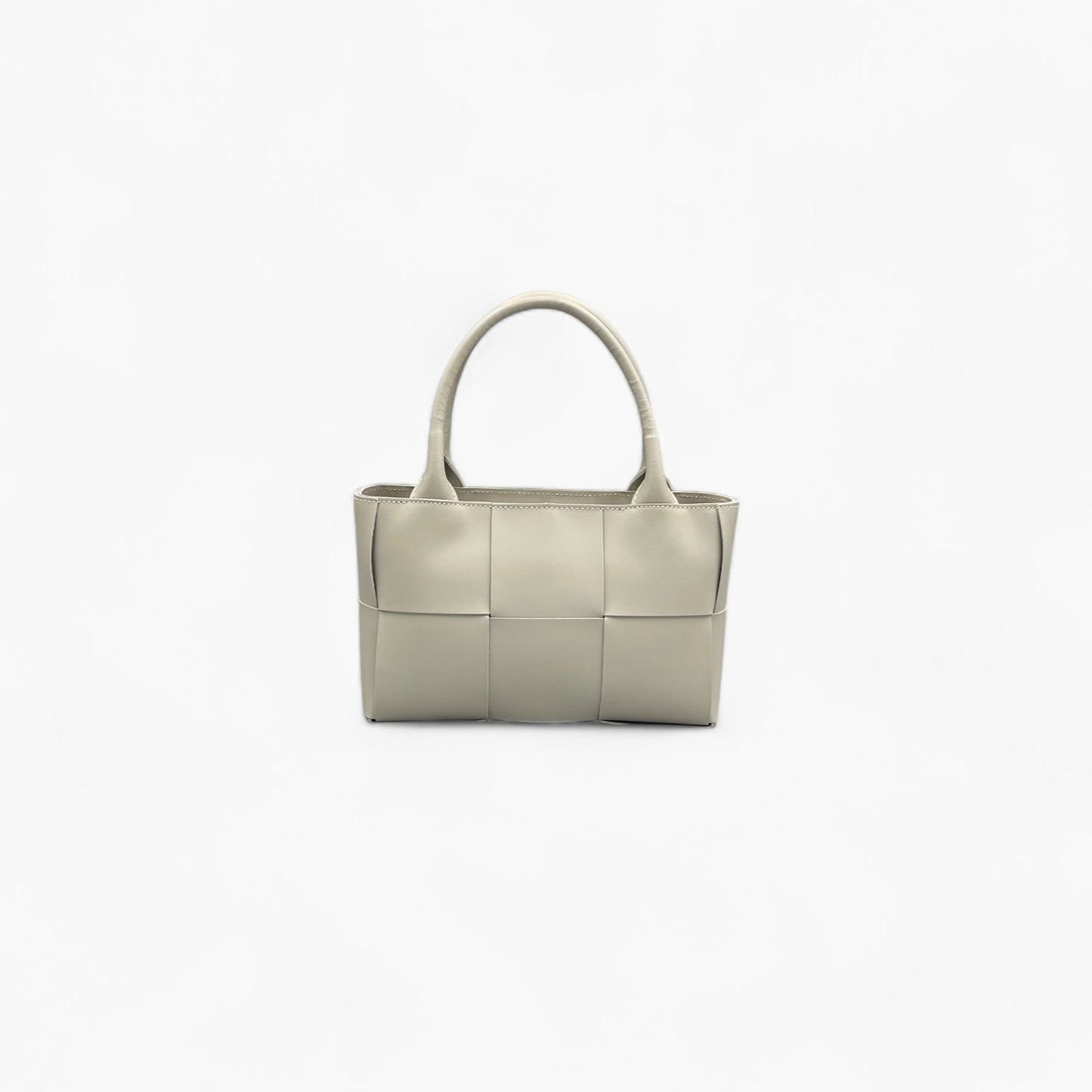 No. 20 Mini Limestone Woven Tote Bag - Italian Leather | Noirblanc