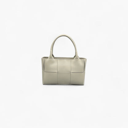 No. 20 Mini Limestone Woven Tote Bag - Italian Leather | Noirblanc