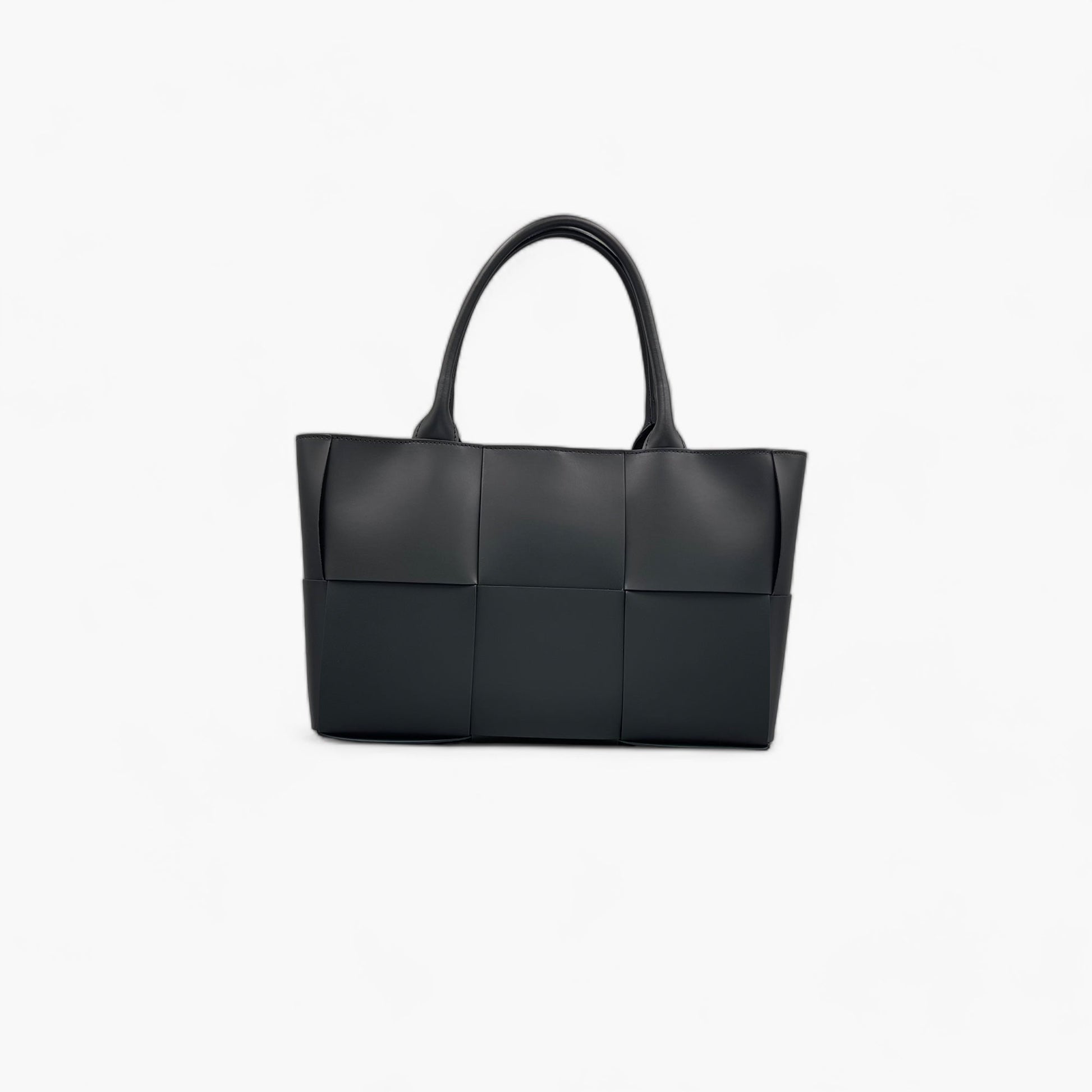 No. 1 Large Black Woven Tote Bag - Italian Leather | Noirblanc