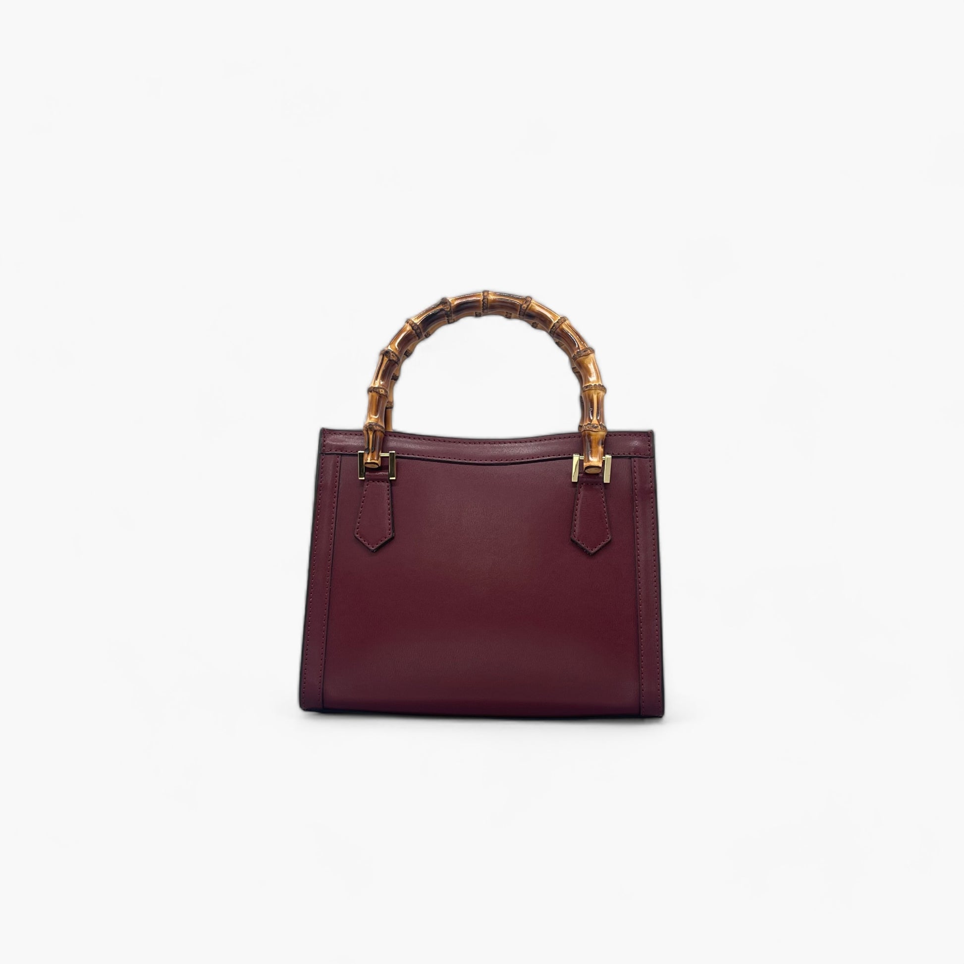 No. 222 Tote Bag in Bordeaux with Bamboo Handles - Italian Leather | Noirblanc