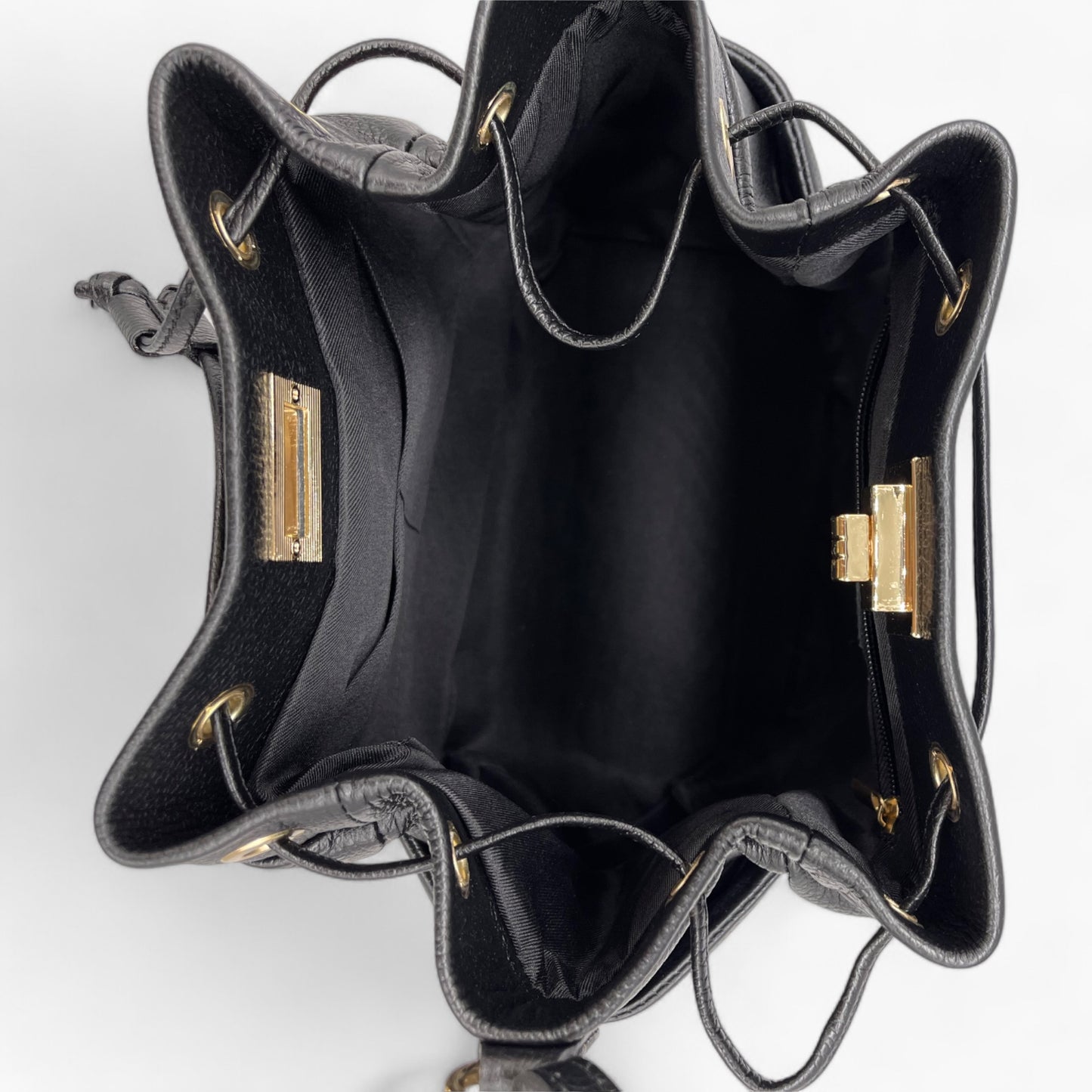 No. 280 Black Leather Pouch Bag with Gold Hardware - Noirblanc