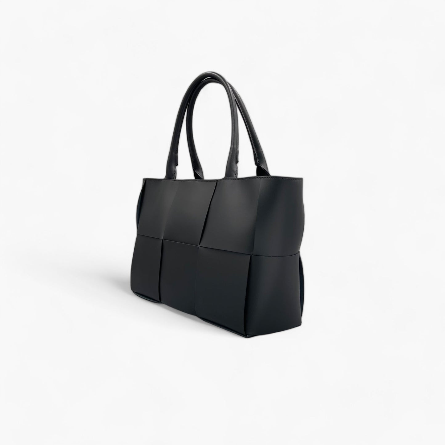 No. 1 Large Black Woven Tote Bag - Italian Leather | Noirblanc