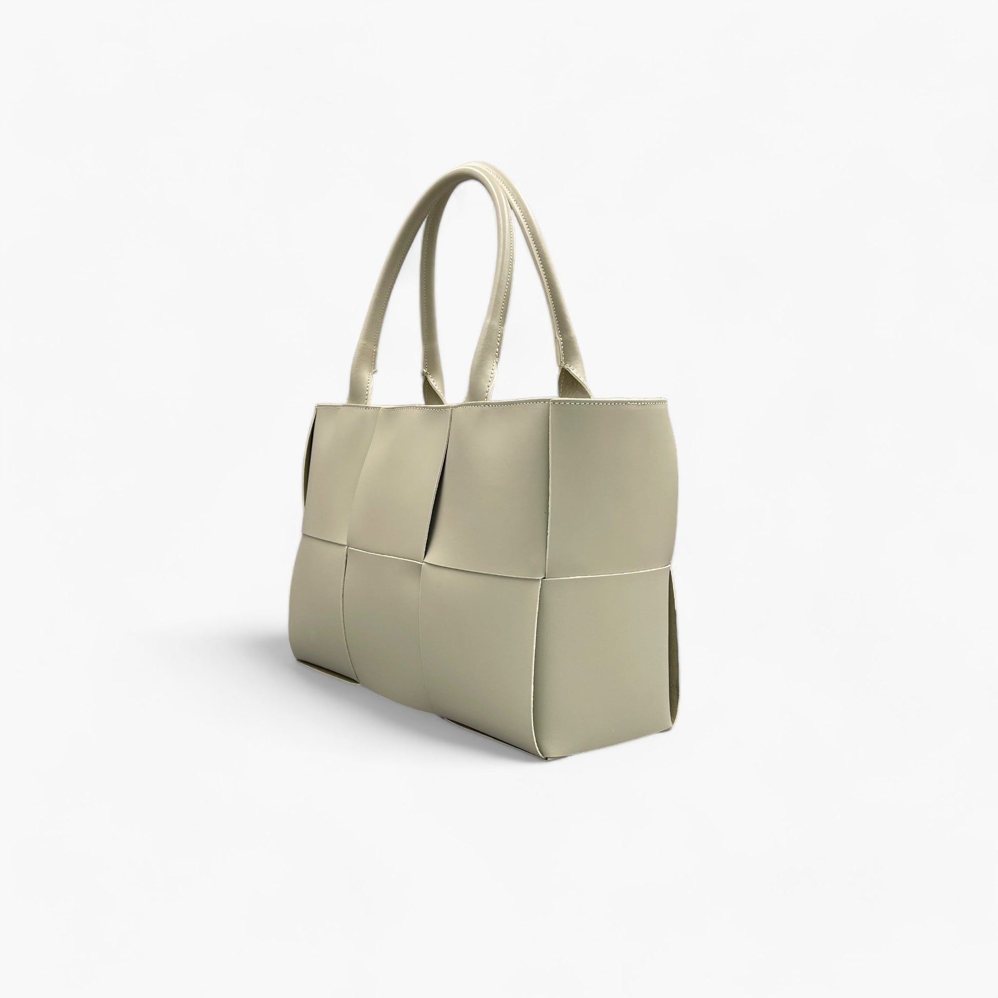 No. 1 Large Limestone Woven Tote Bag - Italian Leather | Noirblanc