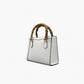 No. 222 Tote Bag in White with Bamboo Handles - Italian Leather | Noirblanc