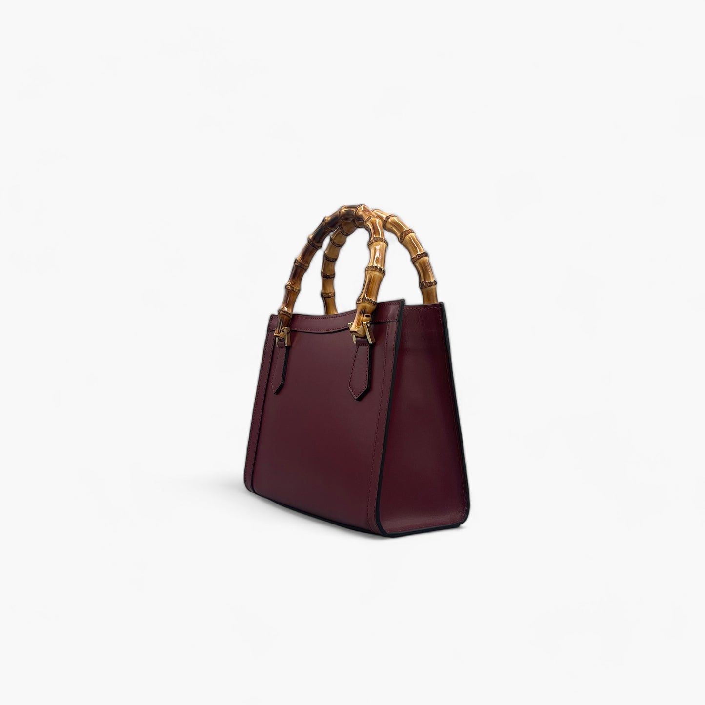 No. 222 Tote Bag in Bordeaux with Bamboo Handles - Italian Leather | Noirblanc